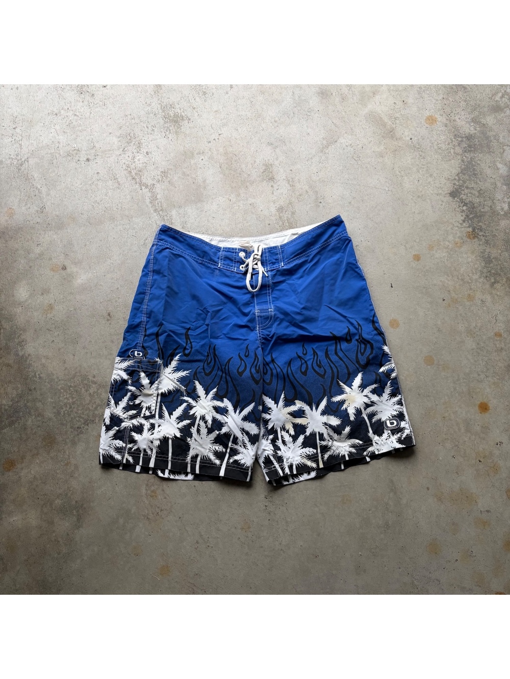 Billabong Blue and Black Palm Tree Print Board Shorts